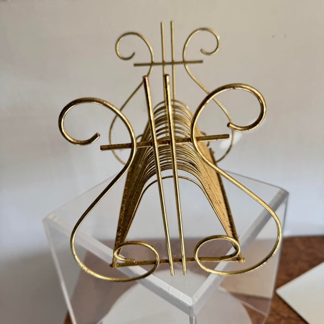 Mid-Century Modern 1950s Mid Century Gold Painted Metal Record Holder For Sale - Image 3 of 7