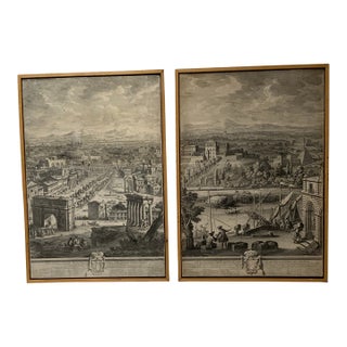 Mid 18th Century Pair of Giuseppe Vasi Panoramic Prints of Rome. For Sale