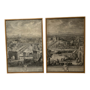Mid 18th Century Pair of Giuseppe Vasi Panoramic Prints of Rome.