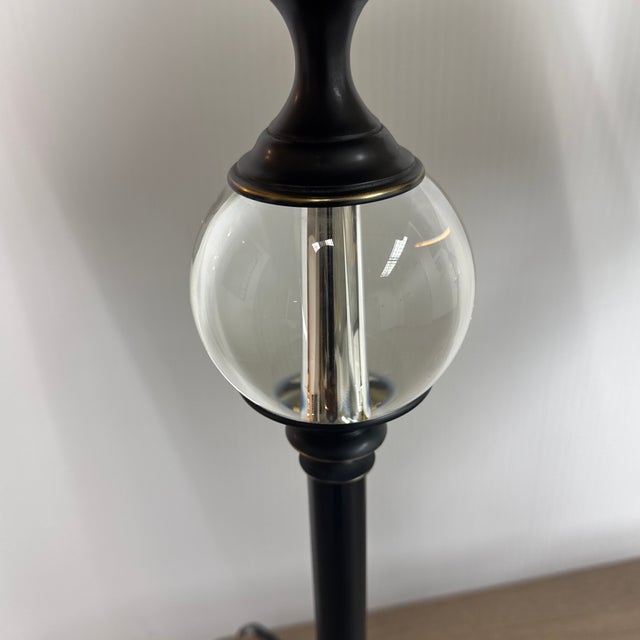 Late 20th Century Restoration Hardware Crystal Ball Table Lamps, Pair For Sale - Image 5 of 12