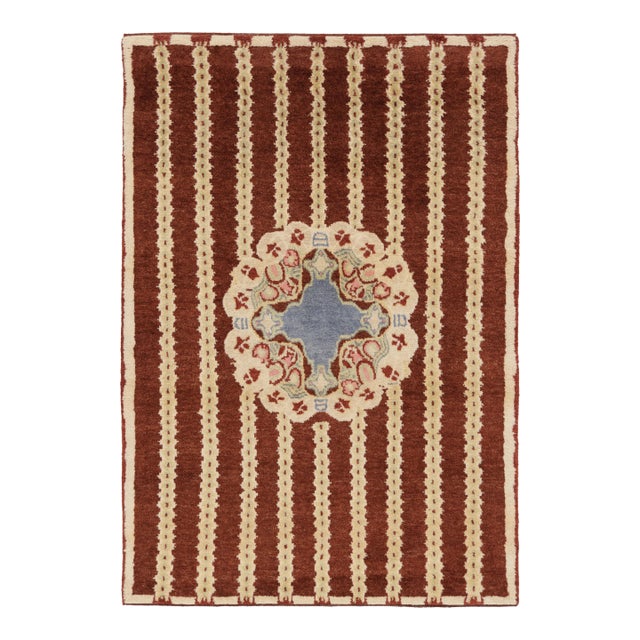 Contemporary French Art Deco Style Geometric Brown Wool Rug, by Rug & Kilim, India For Sale