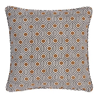 Schumacher Otis Hand Print 18" Pillow in Dark Neutral For Sale