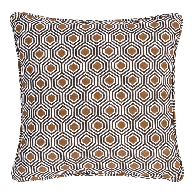 Schumacher Otis Hand Print 18" Pillow in Dark Neutral For Sale