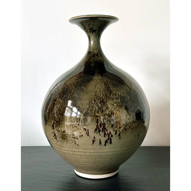 Ceramic Early Ceramic Vase With Unique Glaze Pattern by Brother Thomas Bezanson For Sale - Image 7 of 12