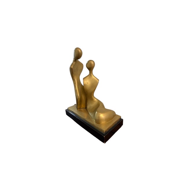 Metal Itzik Ben Shalom, Itzik Benshalom Israeli Bronze Sculpture Homage to Henry Moore Couple of Lovers For Sale - Image 7 of 13