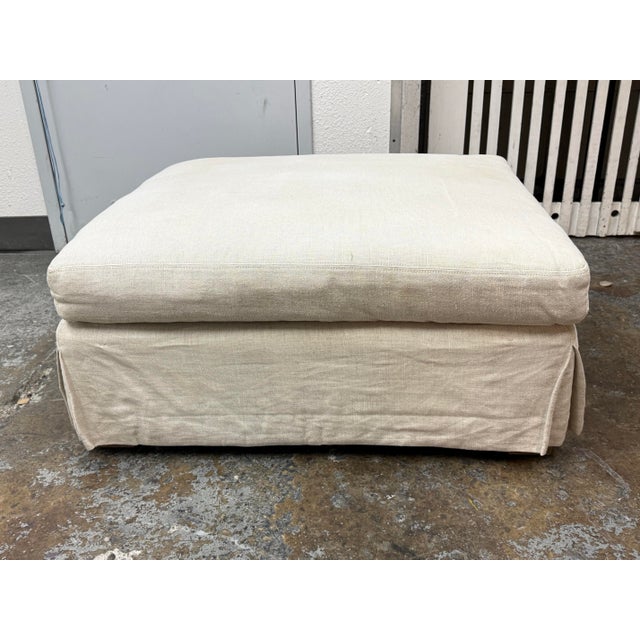 Gray Restoration Hardware Slipcover Belgian Linen Shelter Armchair + Ottoman For Sale - Image 8 of 12