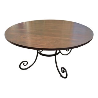 Vintage Heavy Iron & Mahogany Round Dining Table For Sale