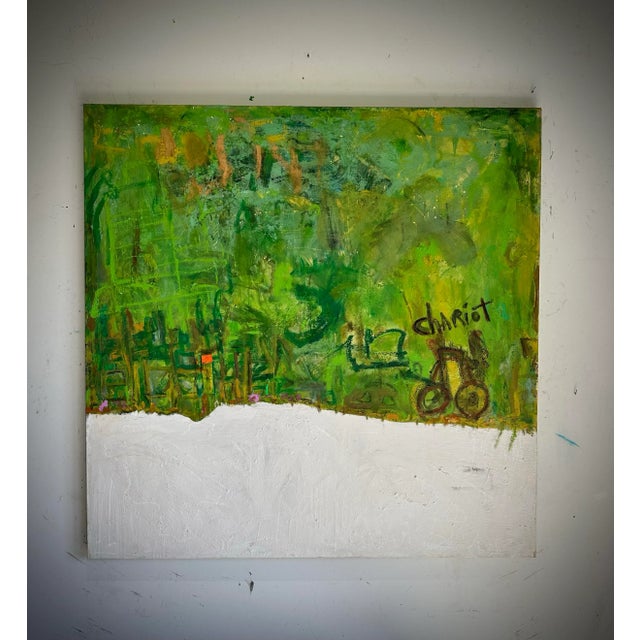 A vibrant and intense modern abstract painting on stretched canvas by Virginia artist Roderick Coles. A dense, complex...