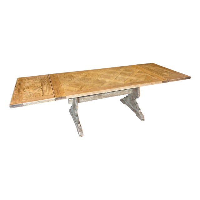 Vintage Oak Trestle Dining Table For Sale