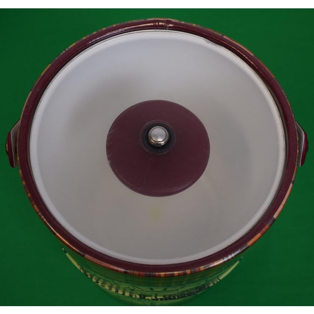 Traditional 1980s "SEMPER PREPARATUS" The Official Preppy Madras Plaid Ice Bucket For Sale - Image 3 of 7