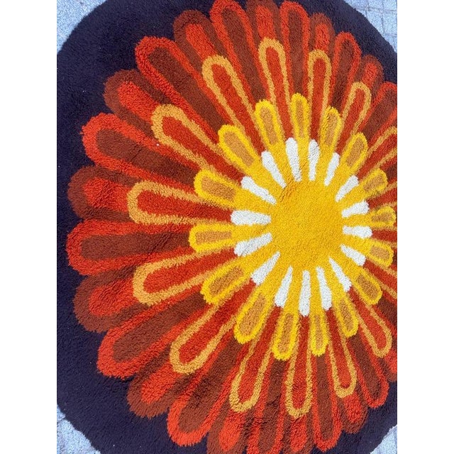 Vintage French Hand-Knotted Cogolin Round Rug, 1960s For Sale - Image 4 of 18