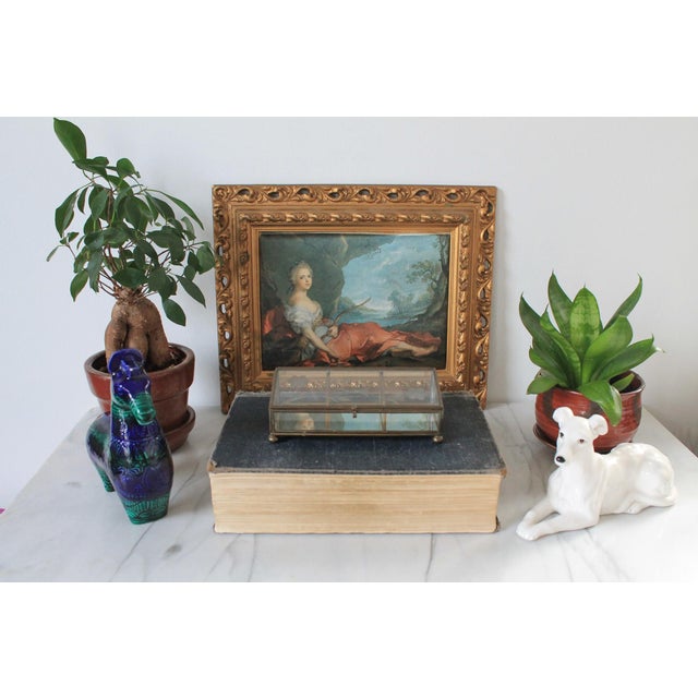 Farmhouse Vintage Brass & Etched Glass Lidded Trinket or Jewelry Box For Sale - Image 3 of 9