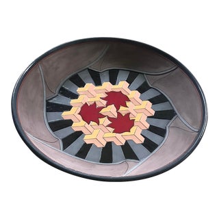 Large Don Cornett Modernist Polychrome / Glaze Centerpiece Clay Bowl, Signed, Circa 1970s For Sale