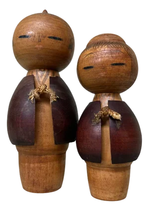 Vintage Sosaku Miyashita Hajime Kokeshi, 1970s, Set of 2