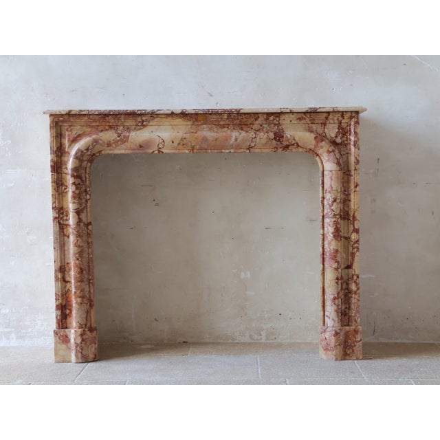 Antique French Boudin Mantelpiece in Brèche De Montmeyan Marble, 1800s For Sale - Image 6 of 15