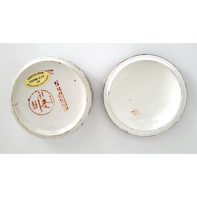 Pink Vintage Golden Peony Hand Painted Chinese Porcelain Box Signed For Sale - Image 8 of 9