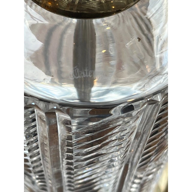 Glass Vintage Waterford Sheila Crystal Table Lamp | 20" Tall | Polished Brass Base For Sale - Image 7 of 11