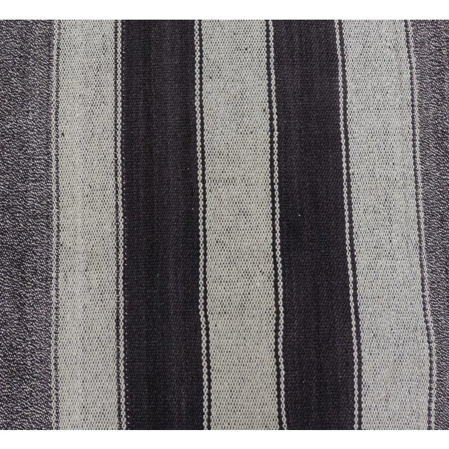 Textile Mid 20th Century Vintage Turkish Kilim With Vertical Stripes in Brown and Cream For Sale - Image 7 of 10