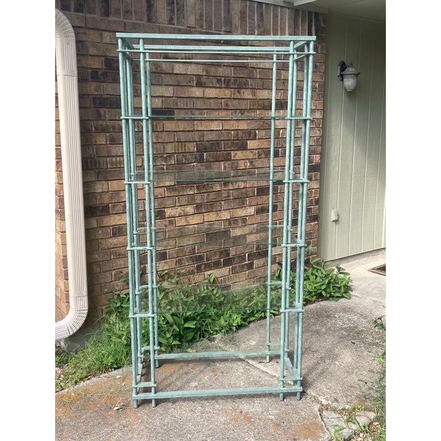 Étagère in the Style of Walter Lamb Iron and Glass For Sale In Dallas - Image 6 of 9