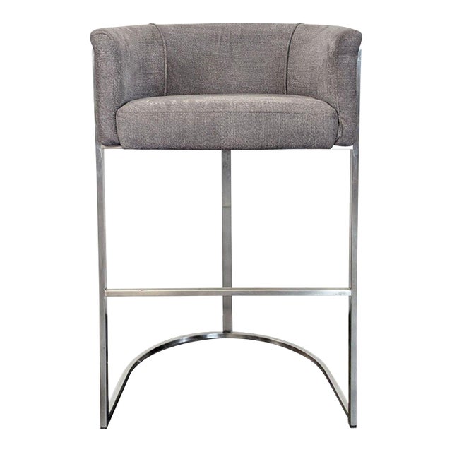 Euro Style Modern Grey Counter Stool With Metal Frame For Sale