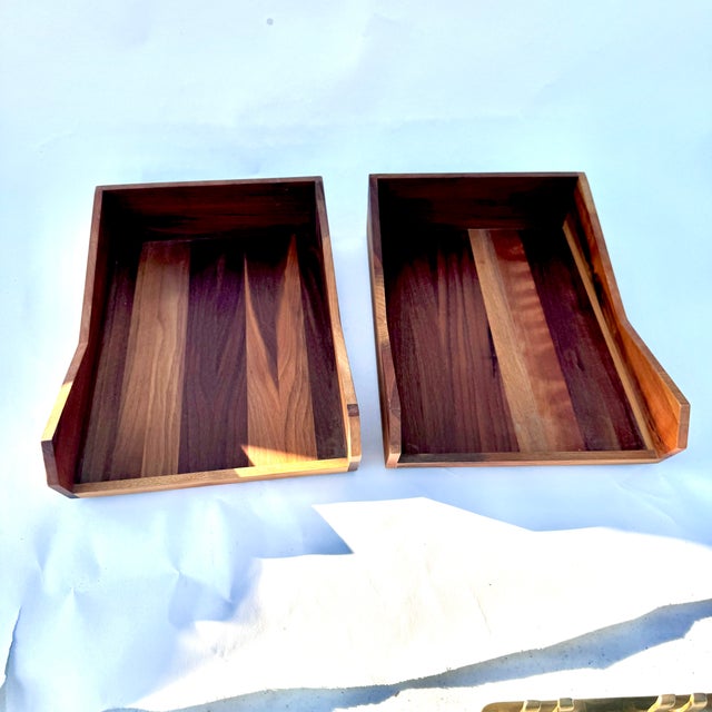 Contemporary Contemporary European Beech Wood Two Tiered Letter Tray- 2 Pieces For Sale - Image 3 of 12