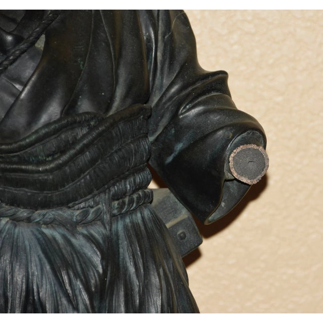 This large and extremly heavy bronze model of a fisherman Meiji period (late 19th century), sealed Dai Nihon Genryusai...