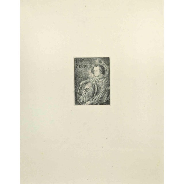 Wladyslaw Jahl, Flor y el Viejo, Etching and Drypoint, 1951 For Sale