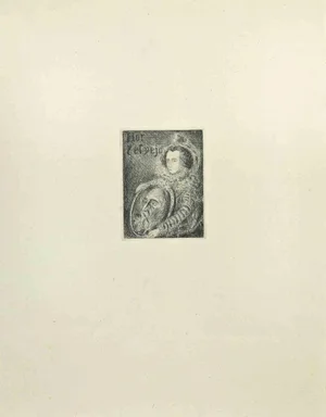 Wladyslaw Jahl, Flor y el Viejo, Etching and Drypoint, 1951