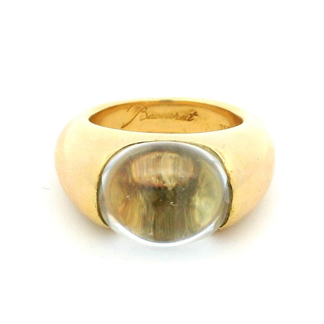 Modern Vintage Baccarat 18k Gold Crystal Dome Statement Ring, French Modernist, Size 6.5 For Sale - Image 3 of 13
