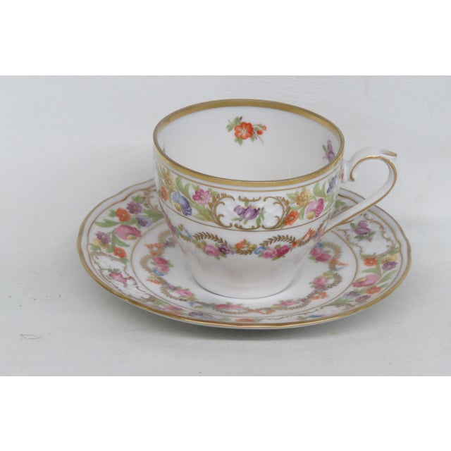 Schumann Arzberg Germany Bone China Flowers Tea Cup and Saucer Set 4650b For Sale - Image 12 of 12