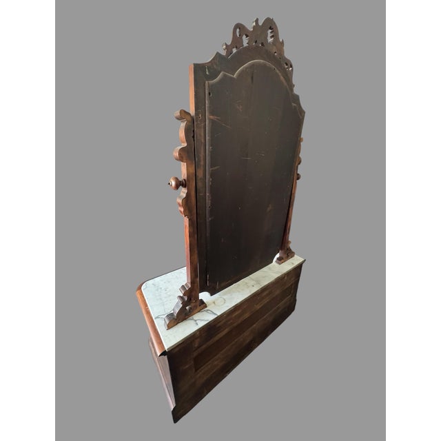 Antique Victorian Rosewood Marble Top Ladies Dresser With Mirror For Sale - Image 4 of 11