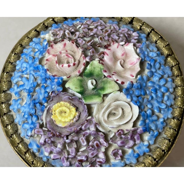 Antique 19th Century Ornate Bronze Porcelain Glass Vanity Casket Dresser Box Jar For Sale - Image 13 of 16