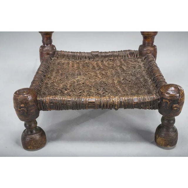 Early 20th Century Handmade Low Cedar Chair, Nuristan, 1890s For Sale - Image 4 of 14