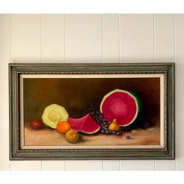 Mid 20th Century Vintage Signed Fruit Still Life Oil Painting on Canvas For Sale - Image 5 of 15