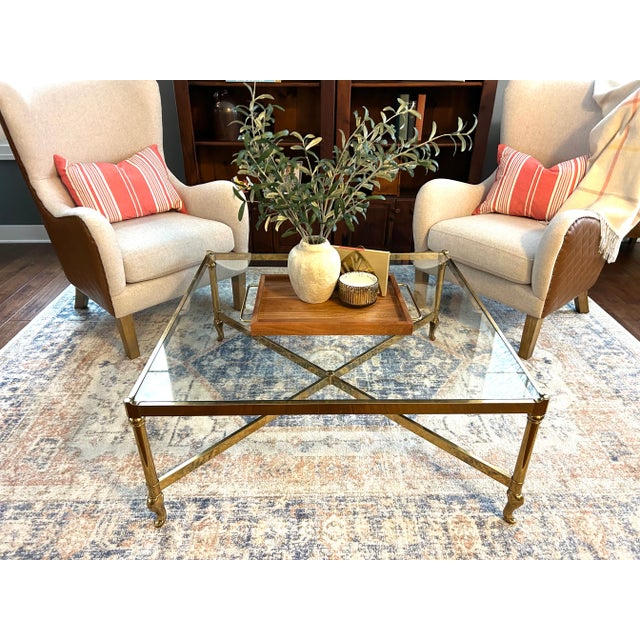 Metal 1980s Italian Vintage Glass and Brass Square Coffee Table by Solmet For Sale - Image 7 of 10