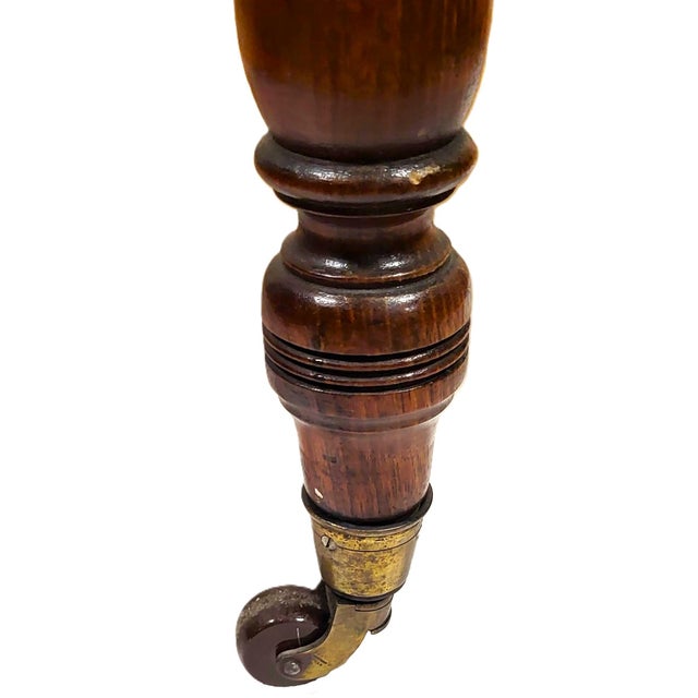 19th C English Victorian Carved & Gilt Tooled Leather Top Library Table Desk For Sale - Image 17 of 17