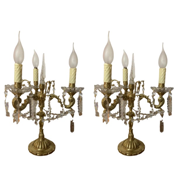Antique Table Candleholders in Cast Bronze, Set of 2 For Sale