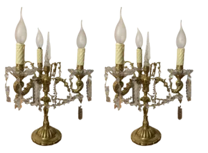 Antique Table Candleholders in Cast Bronze, Set of 2