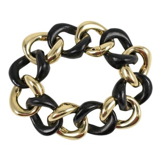 Christina Addison Gold and Wood Link Bracelet For Sale