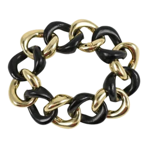 Christina Addison Gold and Wood Link Bracelet