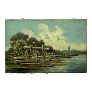 Hendrik (Henk) Jan Ten Cate (Netherlands, 1867 - 1955) Dutch Logging Scene For Sale