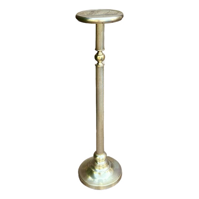 1980’s, Vintage, Polished Brass, Display/Pedestal Stand, Fluted Columns and a Stepped-Circular Base, Weighted, 36” Tall For Sale
