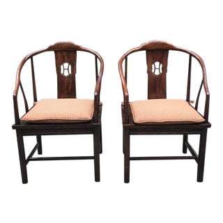 1970s Vintage Henredon Chinoiserie Hollywood Regency ArmChairs - a Pair For Sale