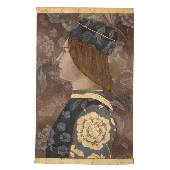 French Artist, Italian Renaissance-Style Portrait, Painted Canvas For Sale