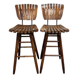 Arthur Umanoff Mid Century Swivel Bar Stools - A Pair For Sale