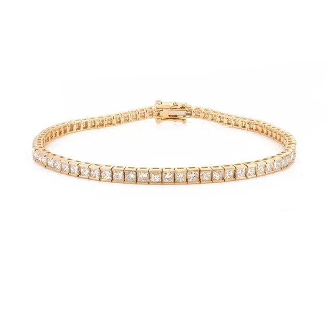 4.42ct Natural Round Diamond 18k Solid Gold Channel Bracelet by VRJewels For Sale In New York - Image 6 of 12
