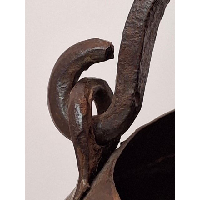 Antique 19th C Hand Forged Wrought Iron Well Bucket Riveted Strap Cauldron For Sale - Image 14 of 17