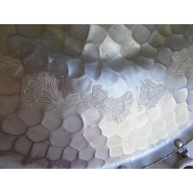 Vintage Hand Crafted X-Large Forged Aluminum Trays With Snake Like Handles 1940s For Sale - Image 9 of 15