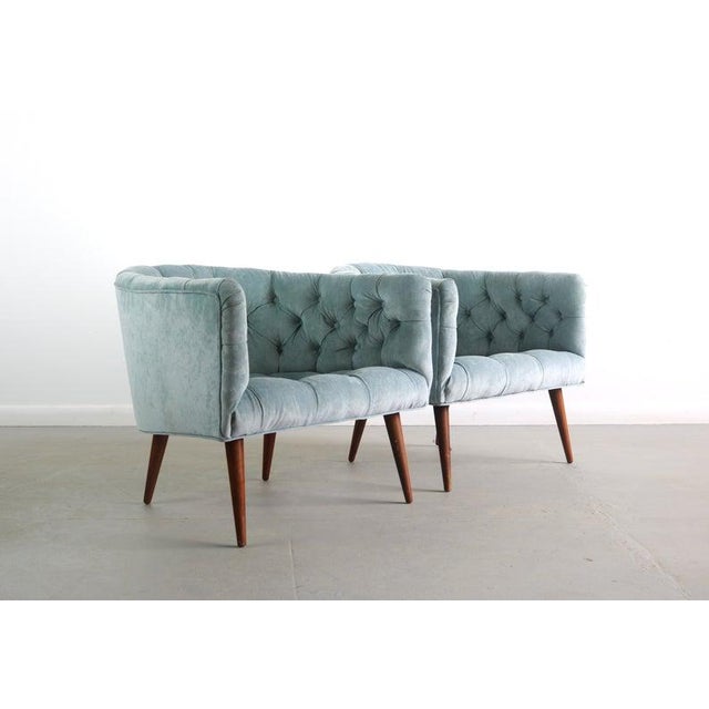 Mid-Century Modern Milo Baughman for Thayer Coggin Lounge Chairs in Crushed Sky Blue - a Pair For Sale - Image 3 of 8