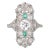 Vintage Art Deco Emerald Diamond Ring Platinum Elongated Plaque Band size 6 For Sale